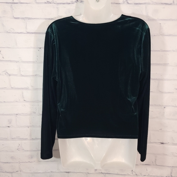 Vintage Green Velvet Beaded Cardigan, Sz 14P - Picture 4 of 7